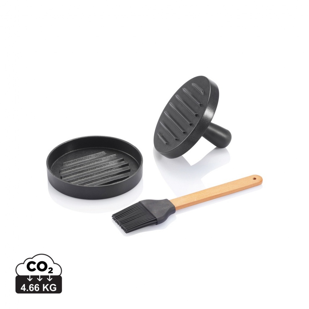 Logo trade corporate gifts image of: BBQ set with hamburger press and brush